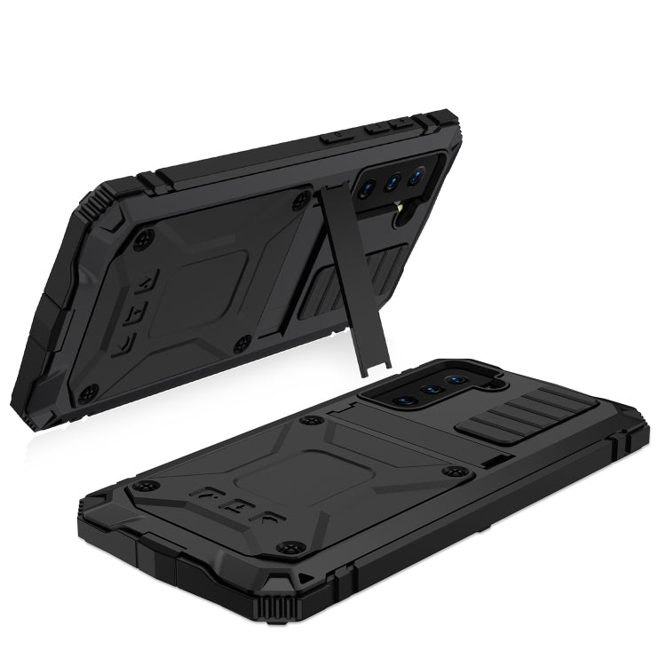 For Samsung Galaxy S21+ 5G R-JUST Shockproof Water-resistant Dust-proof Metal + Silicone Protective Case with Holder(Black)