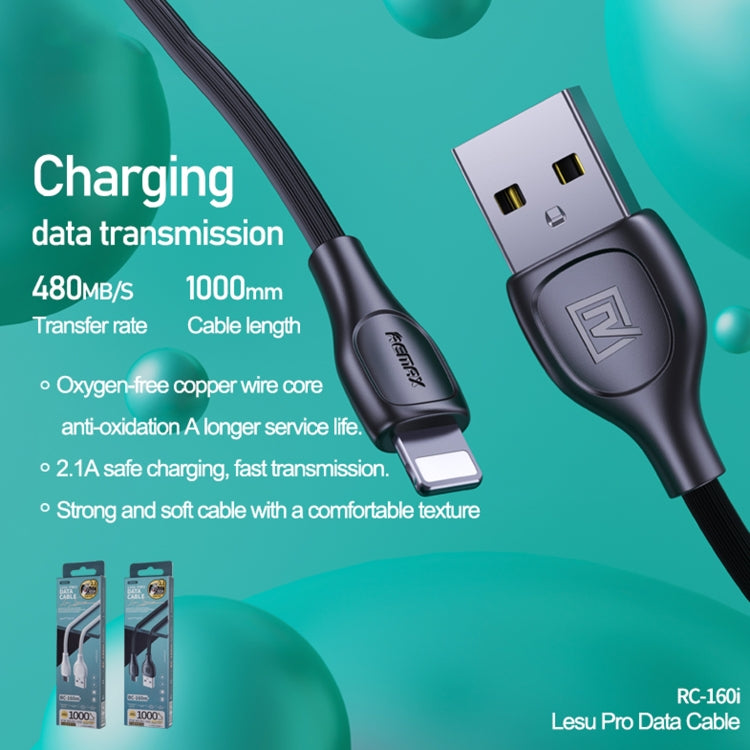 Remax RC-160i 2.1A 8 Pin Lesu Pro Series Charging Data Cable, Length: 1m (Black)