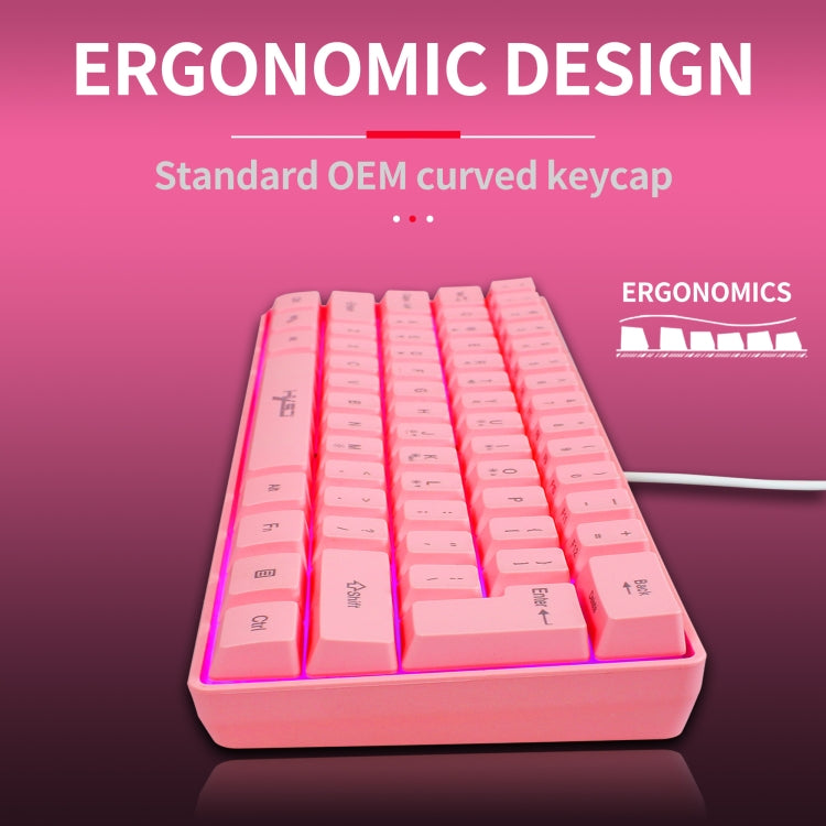 HXSJ V700 61 Keys RGB Lighting Gaming Wired Keyboard (Pink) - free shipping - PMC Jewellery - Order now!