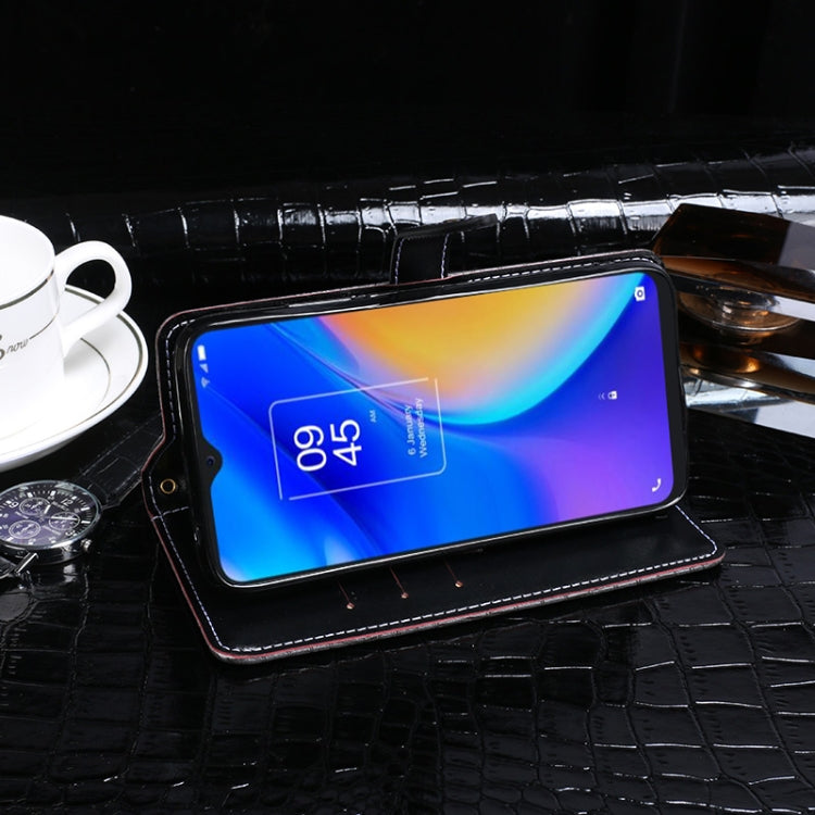 For TCL 20 SE idewei Crocodile Texture Horizontal Flip Leather Case with Holder & Card Slots & Wallet(Dark Brown)