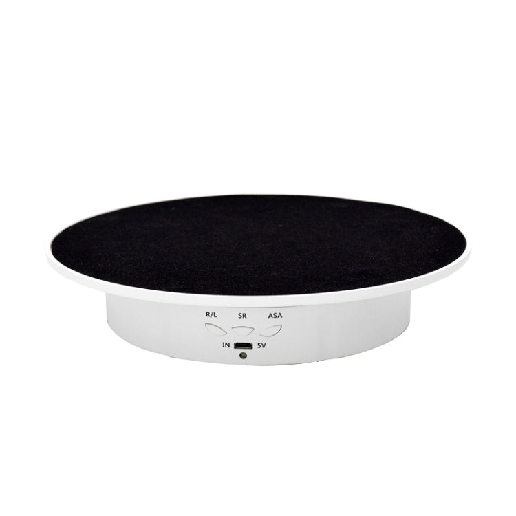 20cm USB Electric Rotating Turntable Display Stand Video Shooting Props Turntable for Photography, Load: 8kg(White Base Black Velvet)