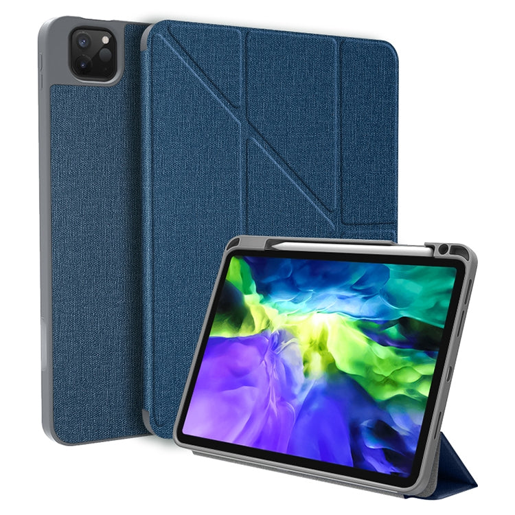 For iPad Pro 12.9 2022 / 2021 / 2020 Mutural Multi-fold Smart Leather Tablet Case(Blue) - free shipping - PMC Jewellery - Order now!