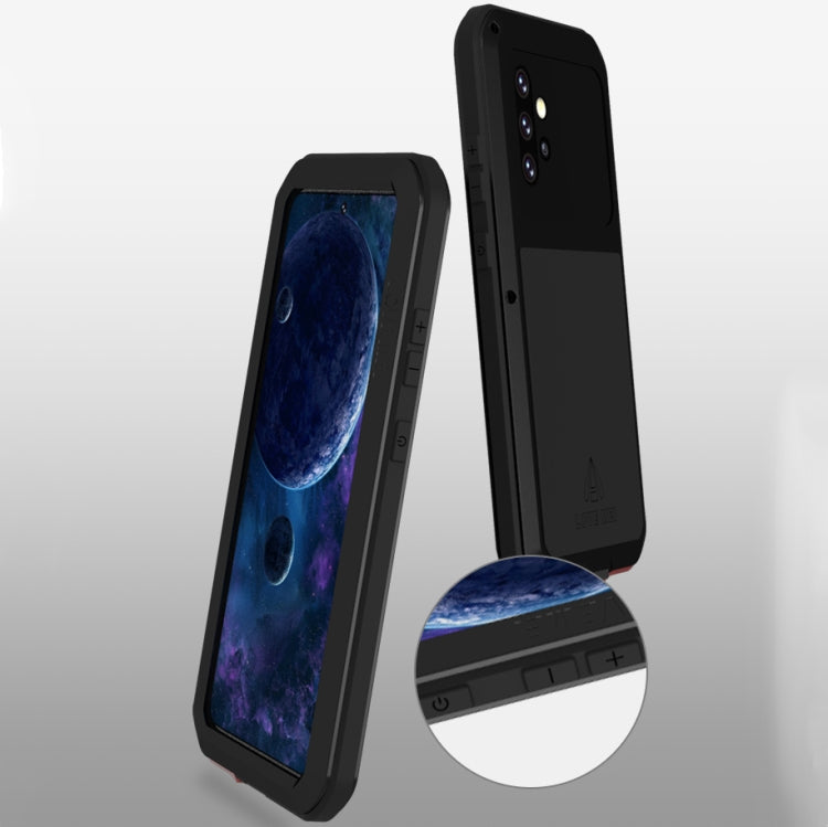For Samsung Galaxy A52 5G / 4G LOVE MEI Metal Shockproof Water-resistant Dustproof Protective Case with Glass(Silver)