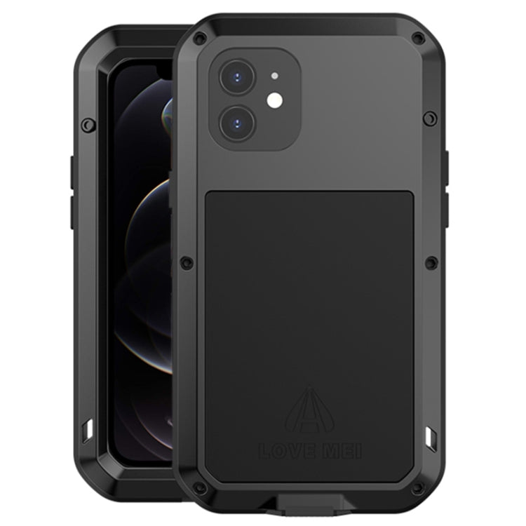For iPhone 12 LOVE MEI Metal Shockproof Life Water-resistant Dustproof Protective Case(Black)
