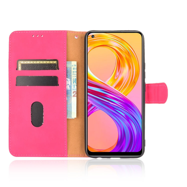 For Realme 8 / Realme 8 Pro Solid Color Skin Feel Magnetic Buckle Horizontal Flip Calf Texture PU Leather Case with Holder & Card Slots & Wallet(Rose Red)