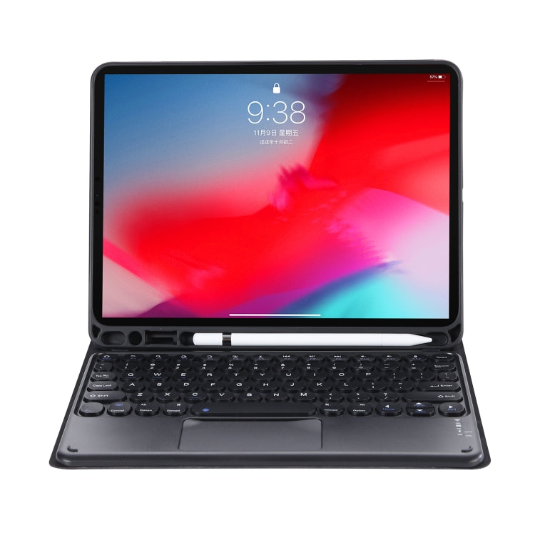 YT098B-A Detachable Candy Color Skin Feel Texture Round Keycap Bluetooth Keyboard Leather Case with Touch Control For iPad Air 4 10.9 2020 / Air 5 10.9 2022 (Black) - For iPad Air by PMC TechLife | Online Shopping South Africa | PMC TechLife