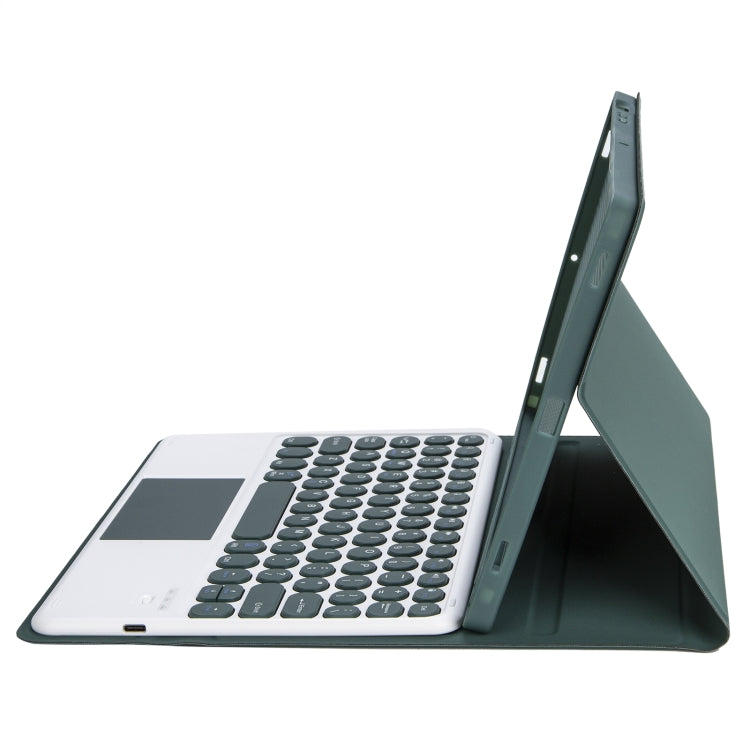 YT098B-A Detachable Candy Color Skin Feel Texture Round Keycap Bluetooth Keyboard Leather Case with Touch Control For iPad Air 4 10.9 2020 / Air 5 10.9 2022 (Dark Green) - For iPad Air by PMC TechLife | Online Shopping South Africa | PMC TechLife