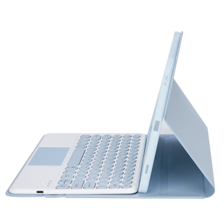 YT098B-A Detachable Candy Color Skin Feel Texture Round Keycap Bluetooth Keyboard Leather Case with Touch Control For iPad Air 4 10.9 2020 / Air 5 10.9 2022 (White Ice) - For iPad Air by PMC TechLife | Online Shopping South Africa | PMC TechLife