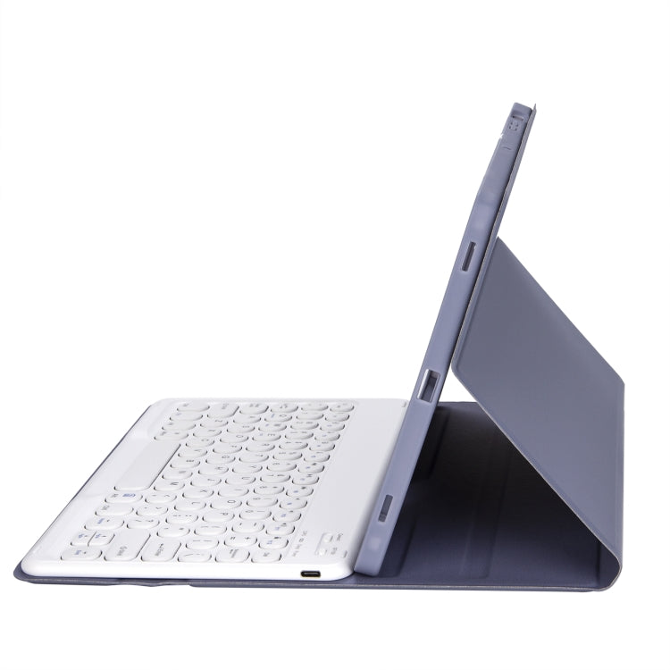 YT11B Detachable Candy Color Skin Feel Texture Round Keycap Bluetooth Keyboard Leather Case For iPad Pro 11 inch 2020 & 2018(Purple)