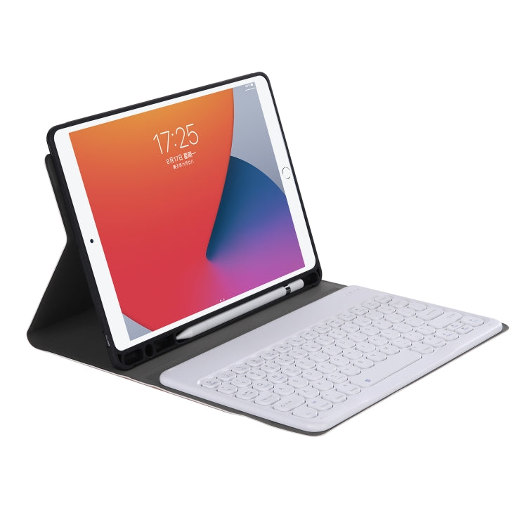 YA098B Detachable Lambskin Texture Round Keycap Bluetooth Keyboard Leather Tablet Case with Pen Slot & Stand For iPad Air 4 10.9 inch (2020) / Pro 11 inch (2020) & (2018)(Gold)