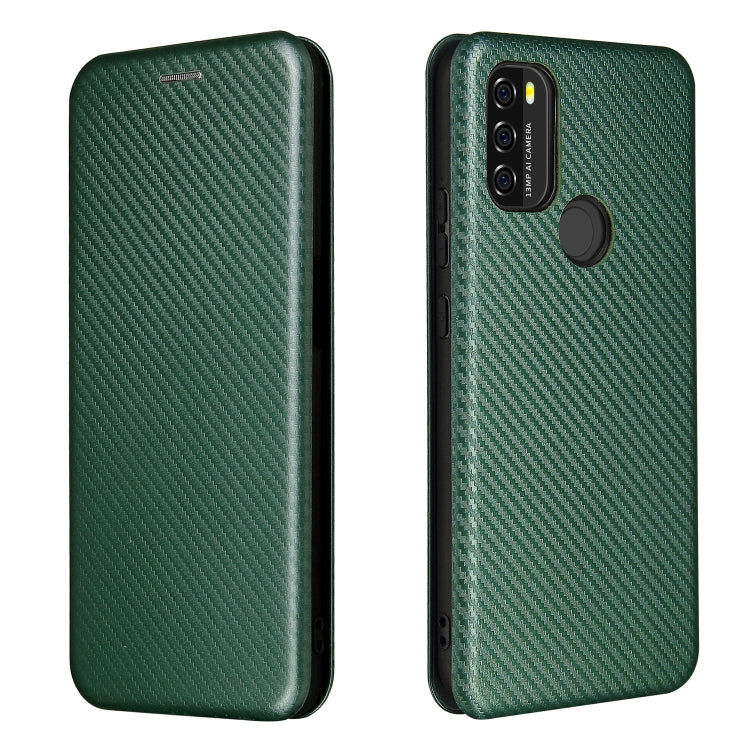 For Blackview A70 (2021) Carbon Fiber Texture Horizontal Flip TPU + PC + PU Leather Case with Card Slot(Green)