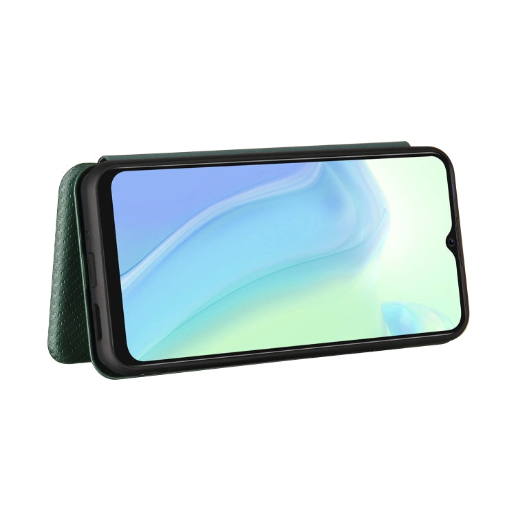 For Blackview A70 (2021) Carbon Fiber Texture Horizontal Flip TPU + PC + PU Leather Case with Card Slot(Green)
