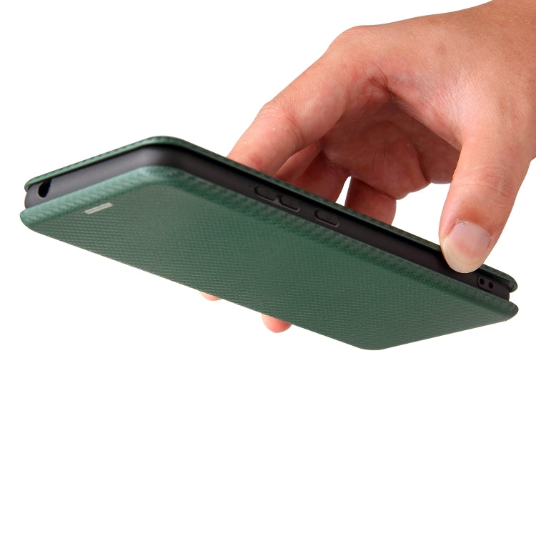 For Blackview A70 (2021) Carbon Fiber Texture Horizontal Flip TPU + PC + PU Leather Case with Card Slot(Green)