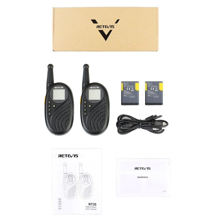 1 Pair RETEVIS RT-35 0.5W US Frequency 462.550-467.7125MHz 22CHS Children Handheld Walkie Talkie(Black)