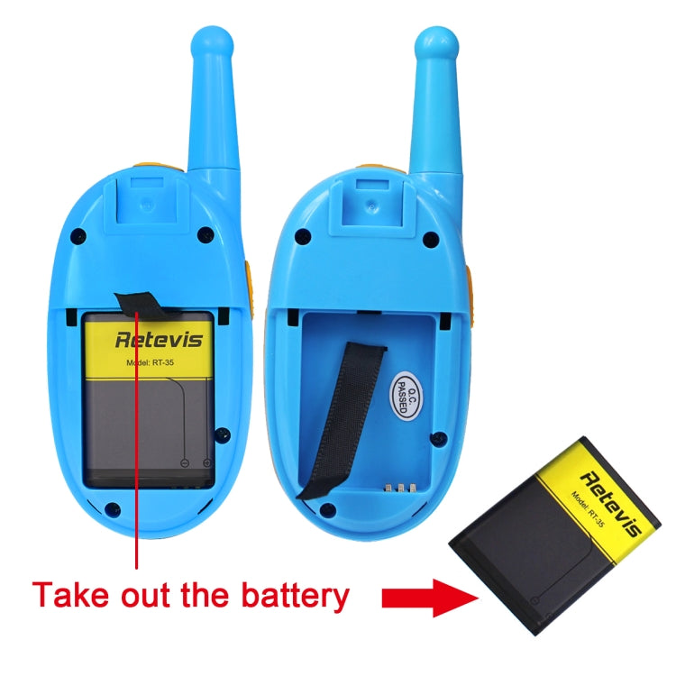 1 Pair RETEVIS RT-35 0.5W US Frequency 462.550-467.7125MHz 22CHS Children Handheld Walkie Talkie(Blue)