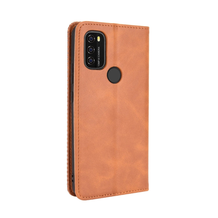 For Blackview A70 (2021) Magnetic Buckle Retro Crazy Horse Texture Horizontal Flip Leather Case with Holder & Card Slots & Photo Frame(Brown)