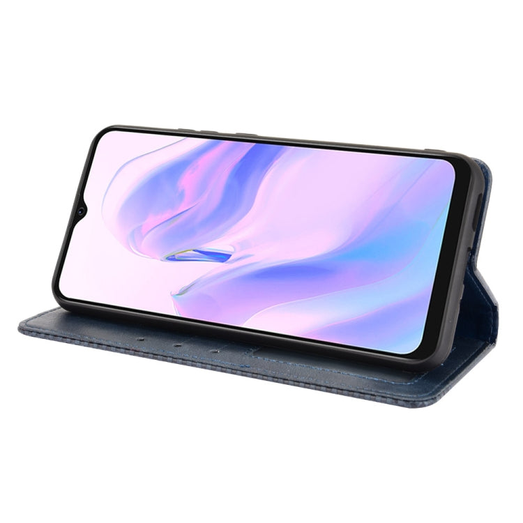 For Blackview A70 (2021) Magnetic Buckle Retro Crazy Horse Texture Horizontal Flip Leather Case with Holder & Card Slots & Photo Frame(Blue)