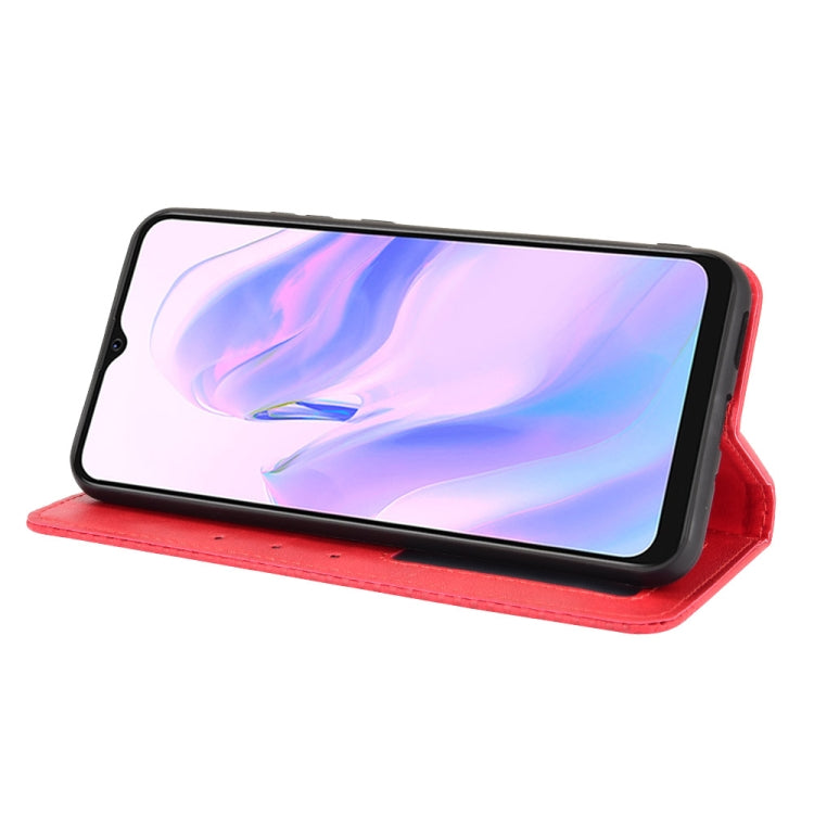 For Blackview A70 (2021) Magnetic Buckle Retro Crazy Horse Texture Horizontal Flip Leather Case with Holder & Card Slots & Photo Frame(Red)