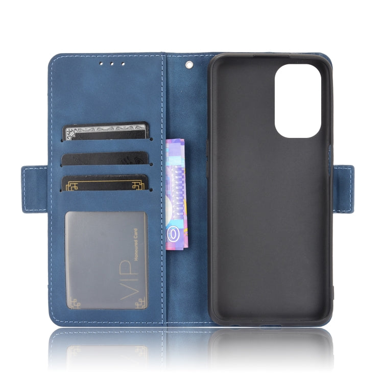 For OPPO A54 5G / A74 5G / A93 5G Skin Feel Calf Pattern Horizontal Flip Leather Case with Holder & Card Slots & Photo Frame(Blue)