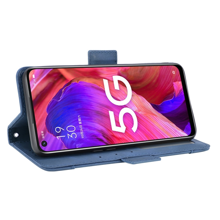 For OPPO A54 5G / A74 5G / A93 5G Skin Feel Calf Pattern Horizontal Flip Leather Case with Holder & Card Slots & Photo Frame(Blue)