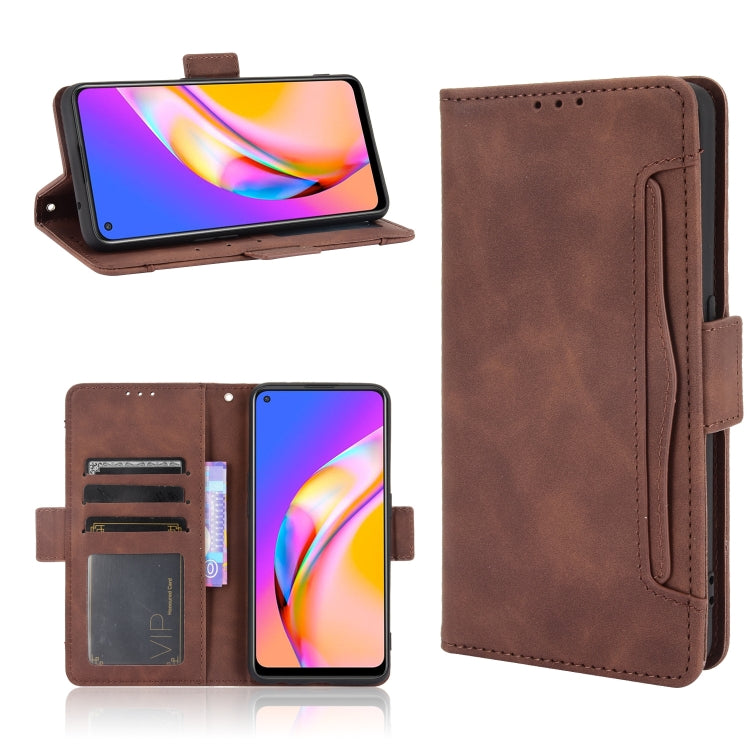 For OPPO A94 5G / Reno5Z 5G / F19 Pro+ 5G Skin Feel Calf Pattern Horizontal Flip Leather Case with Holder & Card Slots & Photo Frame(Brown)