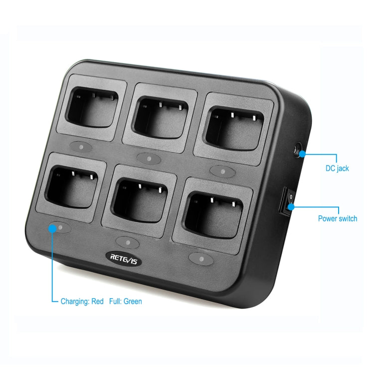 RETEVIS RTC777 Six-Way Walkie Talkie Charger for Retevis H777, AU Plug