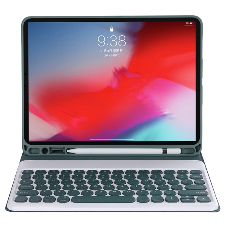Y-C11B 2021 Detachable Candy Color Skin Texture Round Keycap Bluetooth Keyboard Leather Tablet Case with Pen Slot & Stand For iPad Pro 11 2021 / Air4 / Air5 / Pro 11(Dark Green) - For iPad Pro by PMC TechLife | Online Shopping South Africa | PMC TechLife | Buy Now Pay Later Mobicred