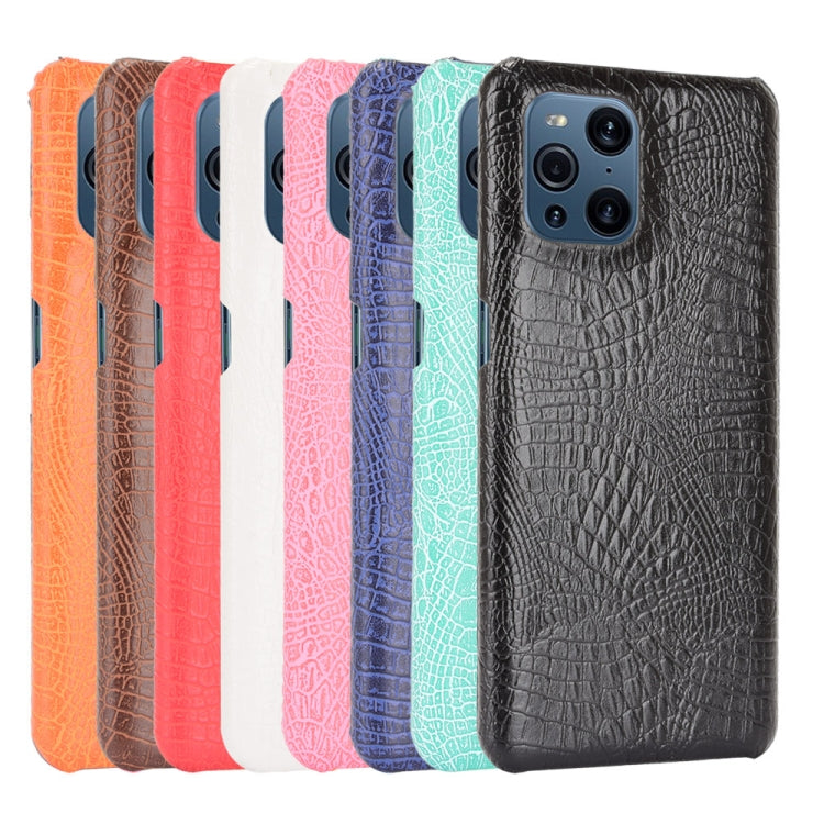 For OPPO Find X3 / X3 Pro Shockproof Crocodile Texture PC + PU Case(Blue) - OPPO Cases by PMC TechLife | Online Shopping South Africa | PMC TechLife | Buy Now Pay Later Mobicred