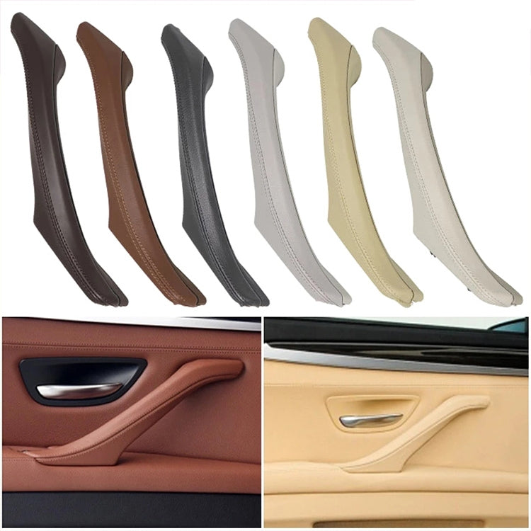 Car Leather Left Side Inner Door Handle Assembly 51417225854 for BMW 5 Series F10 / F18 2011-2017(Grey)