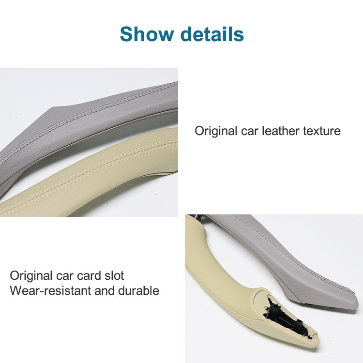 Car Leather Left Side Inner Door Handle Assembly 51417225854 for BMW 5 Series F10 / F18 2011-2017(Grey)