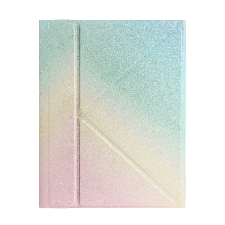 B07S Splittable Backlight Bluetooth Keyboard Leather Tablet Case with Triangle Holder & Pen Slot For iPad 9.7 2018 & 2017 / Pro 9.7 / Air 2(Gradient Rainbow)