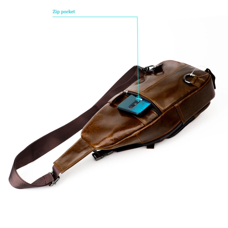 Men Leather Chest Bag Retro Shoulder Bag(Coffee) - Single-shoulder Bags by PMC TechLife | Online Shopping South Africa | PMC TechLife | Buy Now Pay Later Mobicred