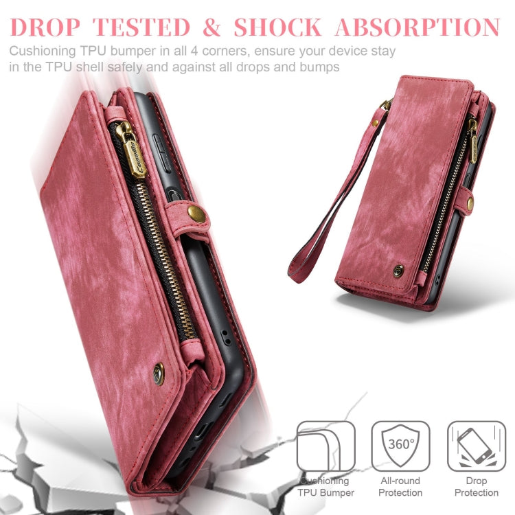 For Samsung Galaxy A12 CaseMe Detachable Multifunctional Horizontal Flip Leather Case, with Card Slot & Holder & Zipper Wallet & Photo Frame(Red)