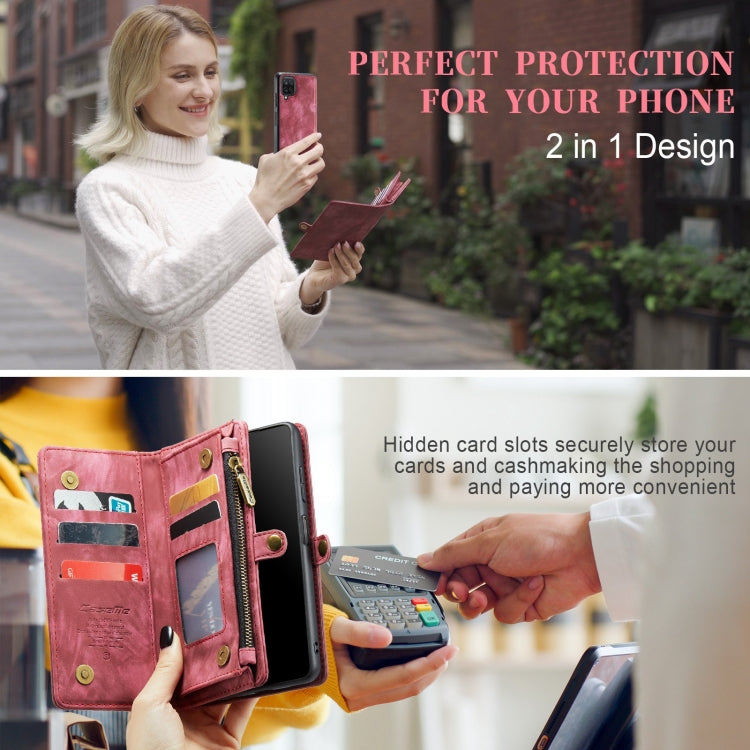 For Samsung Galaxy A12 CaseMe Detachable Multifunctional Horizontal Flip Leather Case, with Card Slot & Holder & Zipper Wallet & Photo Frame(Red)
