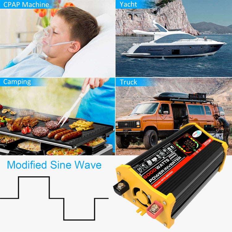 Legend III Generation DC12V to AC220V 6000W Modified Square Wave Car Power Inverter with LED Display(Black)