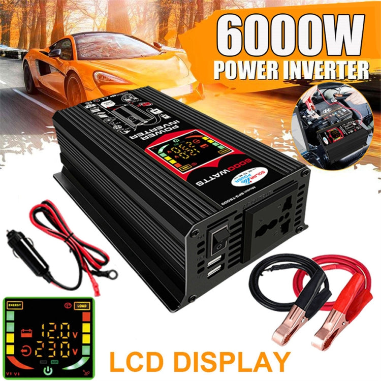 Tang III Generation 12V to 110V 6000W Modified Square Wave Car Power Inverter with LCD Display & Dual USB(Black)