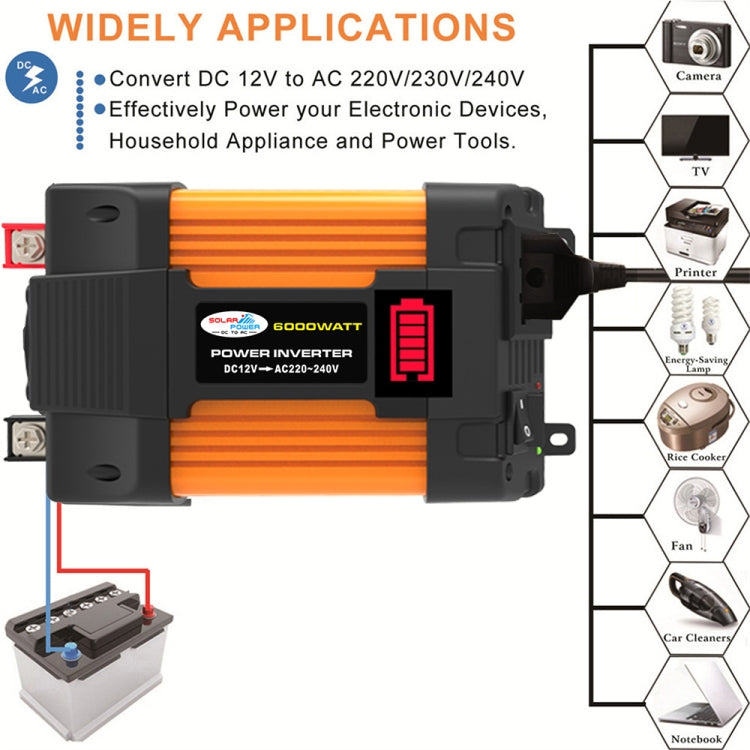 Little Wasp 12V to 220V 6000W Car Power Inverter with LED Display & Dual USB - Modified Square Wave by PMC Jewellery | Online Shopping South Africa | PMC Jewellery | Buy Now Pay Later Mobicred