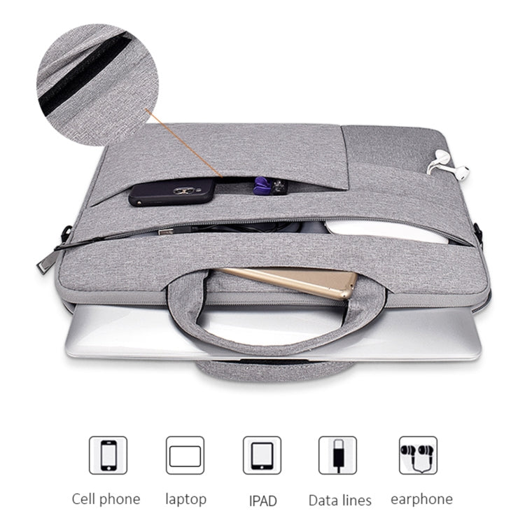 ND05SDJ Oxford Cloth + Nylon Laptop Portable Shoulder Bag, Size:15.6 inch(Hemp Gray)