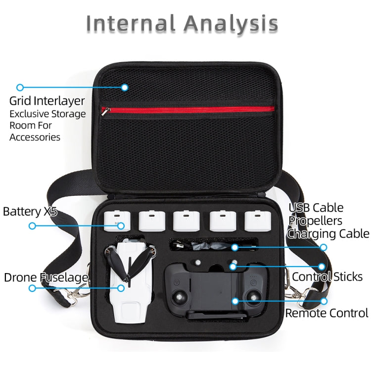 Single Shoulder Storage Bag Shockproof Waterproof Travel Carrying Cover Hard Case for FIMI X8 Mini(Black + Black Liner) - by PMC Jewellery | Online Shopping South Africa | PMC Jewellery | Buy Now Pay Later Mobicred