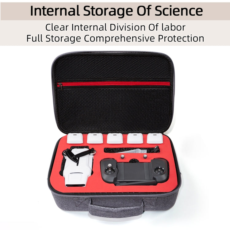 Grey Canvas Single Shoulder Storage Bag Shockproof Waterproof Travel Carrying Cover Hard Case for FIMI X8 Mini(Black + Red Liner) - by PMC Jewellery | Online Shopping South Africa | PMC Jewellery | Buy Now Pay Later Mobicred