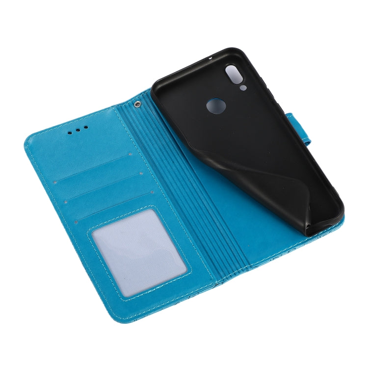 For Huawei P20 lite Skin Feel Embossed Sunflower Horizontal Flip Leather Case with Holder & Card Slots & Wallet & Lanyard(Blue) - Huawei Cases by PMC TechLife | Online Shopping South Africa | PMC TechLife