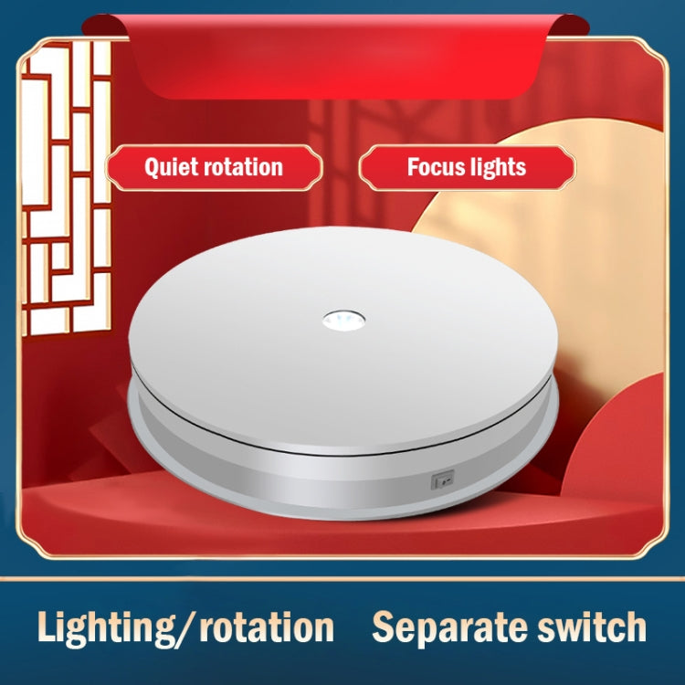 30cm Electric Rotating Turntable Display Stand LED Light Video Shooting Props Turntable, Power Plug:110V US Plug(White) - free shipping - PMC Jewellery - Order now!
