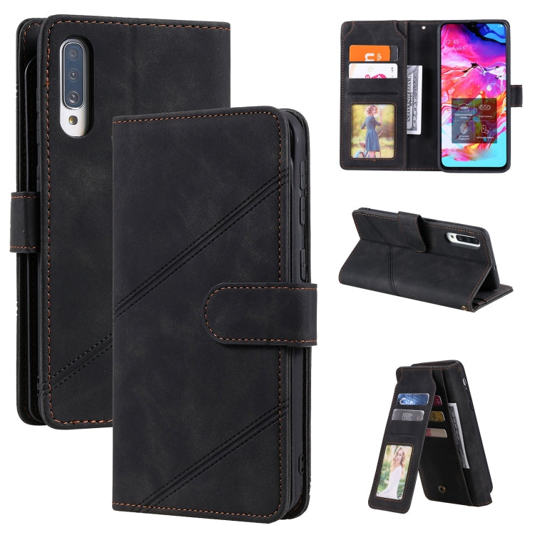 For Samsung Galaxy A70 Skin Feel Business Horizontal Flip PU Leather Case with Holder & Multi-Card Slots & Wallet & Lanyard & Photo Frame(Black)