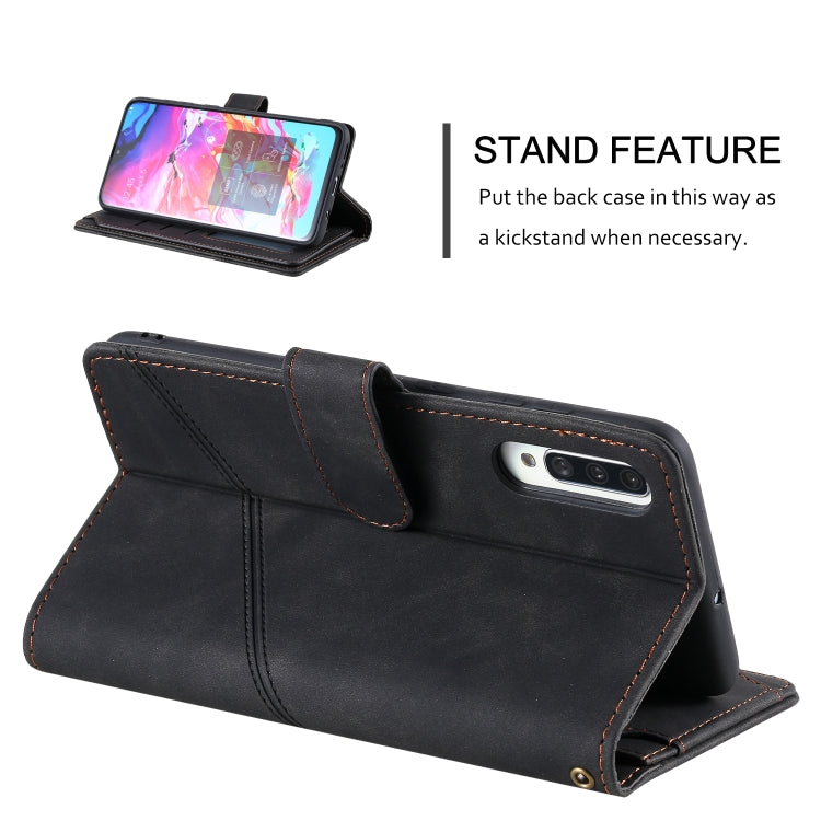For Samsung Galaxy A70 Skin Feel Business Horizontal Flip PU Leather Case with Holder & Multi-Card Slots & Wallet & Lanyard & Photo Frame(Black)