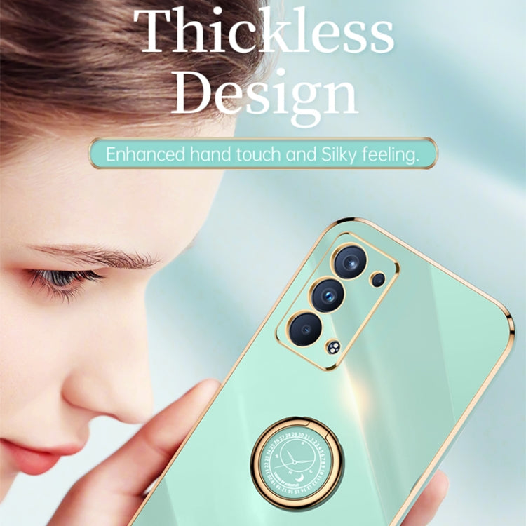 For OPPO Reno6 Pro+ 5G XINLI Straight 6D Plating Gold Edge TPU Shockproof Case with Ring Holder(Cherry Purple) - OPPO Cases by XINLI | Online Shopping South Africa | PMC TechLife