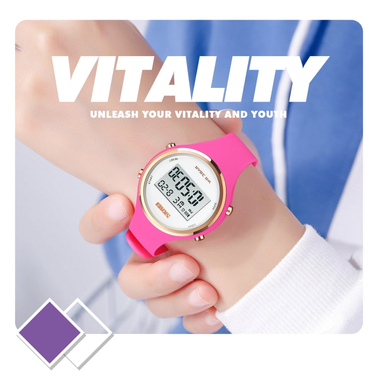 SKMEI 1720 Round Dial LED Digital Display Luminous Silicone Strap Electronic Watch(Black)