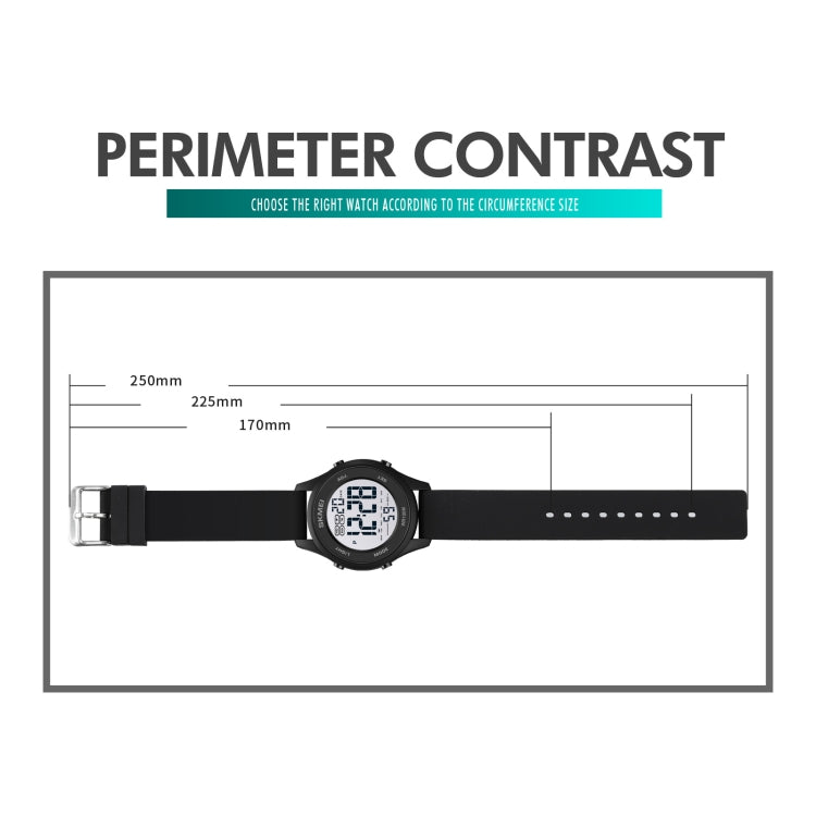 SKMEI 1758 Multifunctional LED Digital Display Luminous Silicone Strap Electronic Watch(Black)