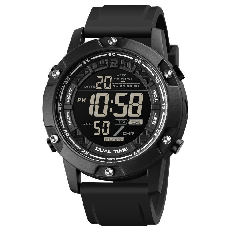 SKMEI 1762 Triplicate Round LED Dual Time Digital Display Water-resistant Luminous Electronic Watch(Black)