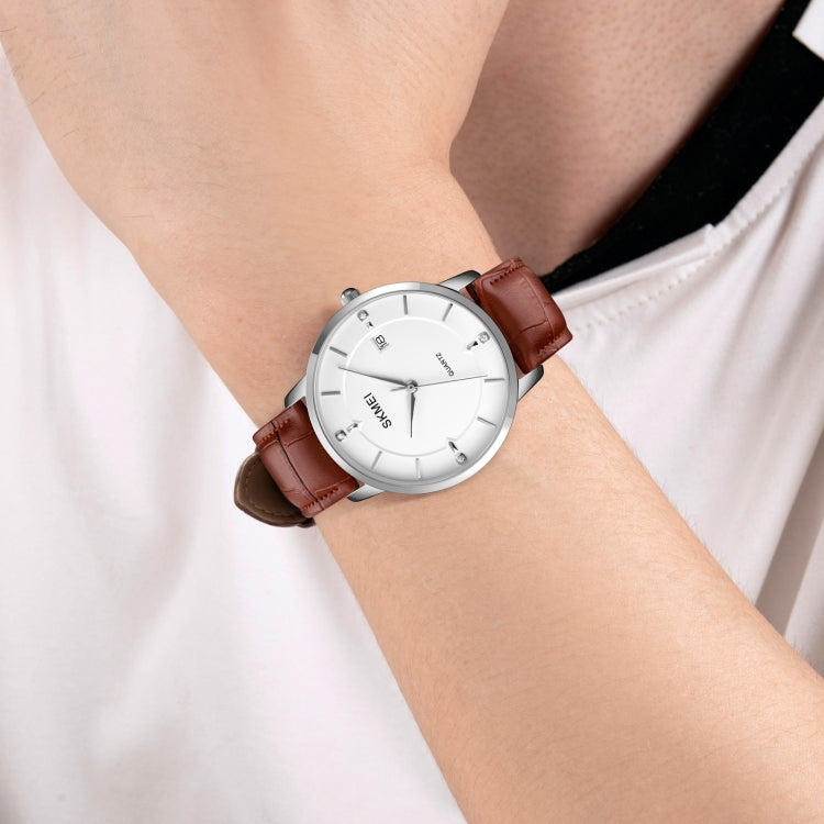 SKMEI 1801 Men Casual Calendar Quartz Watch(Golden Steel Belt)