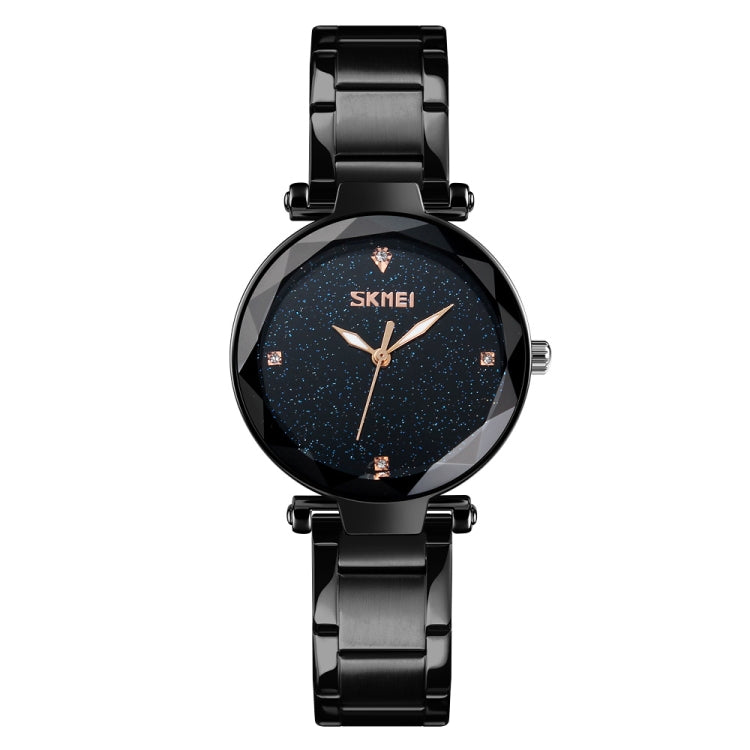 SKMEI 9180 Starry Sky Dial Stainless Steel Strap Quartz Watch for Ladies(Black)